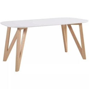 mutoni casual, Esstisch 160x90x76cm weiss Eiche, SalesFever Esstisch, Haarnadelbeine aus massiver Eiche