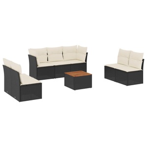 vidaXL, vidaXL 8-tlg. Garten-Sofagarnitur mit Kissen Schwarz Poly Rattan, vidaXL 8-tlg. Garten-Sofagarnitur mit Kissen Schwarz Poly Rattan