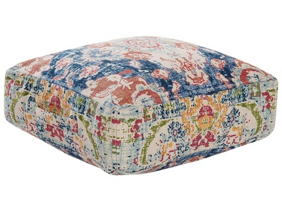 Beliani, Pouf aus Baumwolle Boho OUED Pouf aus Baumwolle Boho OUED, Beliani - Pouf aus Baumwolle Boho OUED, One Size, Blau Bedruckt