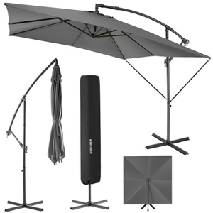 TecTake, Sonnenschirm Apollon mit Kurbel 2,5 x 2,5 m Sonnenschirm Apollon mit Kurbel 2,5 x 2,5 m, Tectake - Sonnenschirm Apollon mit Kurbel 2,5 x m, 180cm, Perlgrau