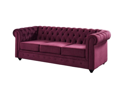 Vente-unique, Sofa 3-Sitzer - Samt - Pflaumenfarben - CHESTERFIELD Sofa 3-Sitzer - Samt - Pflaumenfarben - CHESTERFIELD, Vente-unique - Sofa 3-Sitzer - Samt - Pflaumenfarben - CHESTERFIELD, One Size, Bordeaux