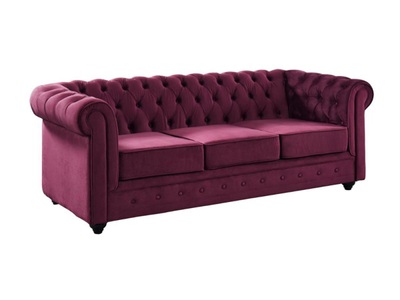 Vente-unique, Sofa 3-Sitzer - Samt - Pflaumenfarben - CHESTERFIELD Sofa 3-Sitzer - Samt - Pflaumenfarben - CHESTERFIELD, Vente-unique - Sofa 3-Sitzer - Samt - Pflaumenfarben - CHESTERFIELD, One Size, Bordeaux