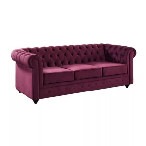 Vente-unique, Sofa 3-Sitzer - Samt - Pflaumenfarben - CHESTERFIELD Sofa 3-Sitzer - Samt - Pflaumenfarben - CHESTERFIELD, Vente-unique - Sofa 3-Sitzer - Samt - Pflaumenfarben - CHESTERFIELD, One Size, Bordeaux