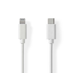 Lightning Kabel | USB 2.0 | Apple Lightning, 8-polig | USB-C? Stecker | 480 Mbps | Vernickelt | 1,00 m | Rund | PVC | Weiß | Etikett
