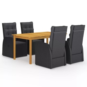 vidaXL, vidaXL 5-tlg. Garten-Essgruppe Schwarz, vidaXL 5-tlg. Garten-Essgruppe Schwarz