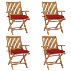 vidaXL, vidaXL Klappbare Gartenstühle mit Kissen 4 Stk. Massivholz Teak