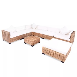 vidaXL, vidaXL Sofagarnitur 27-tlg. Natürliches Rattan