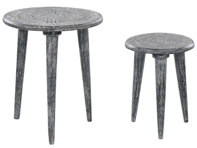 Beliani, Tisch Set aus Mango Holz Retro JATRA Tisch Set aus Mango Holz Retro JATRA, Beliani - Beistelltisch 2er Set aus Mango Holz Retro JATRA, One Size, Rauch