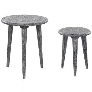 Beliani, Tisch Set aus Mango Holz Retro JATRA Tisch Set aus Mango Holz Retro JATRA, Beliani - Beistelltisch 2er Set aus Mango Holz Retro JATRA, One Size, Rauch