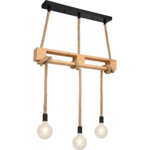 mutoni light, Hängeleuchte Ulleu Metall schwarz 3xE27, Globo HÄNGELEUCHTE 83/10/120 cm , 69029-3P , Braun, Naturfarben, Schwarz , Holz, Metall, Naturmaterialien , 10x120 cm , 004558317601