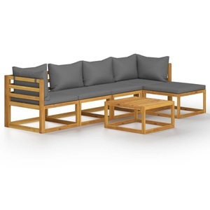 vidaXL, vidaXL 6-tlg. Garten-Lounge-Set mit Auflage Massivholz Akazie, 