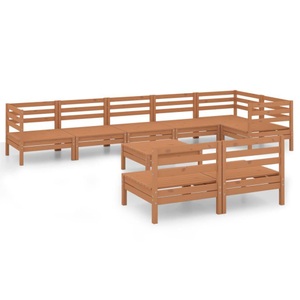 vidaXL, vidaXL 9-tlg. Garten-Lounge-Set Massivholz Kiefer Honigbraun