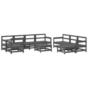 vidaXL, vidaXL 10-tlg. Garten-Lounge-Set Grau Massivholz Kiefer, vidaXL 10-tlg. Garten-Lounge-Set Grau Massivholz Kiefer