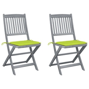 vidaXL, vidaXL Klappbare Gartenstühle 2 Stk. mit Kissen Massivholz Akazie, 