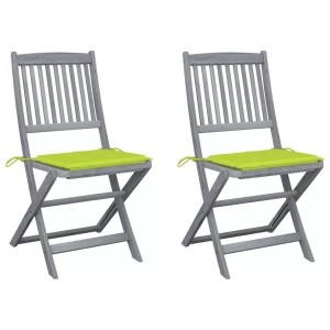vidaXL, vidaXL Klappbare Gartenstühle 2 Stk. mit Kissen Massivholz Akazie, 