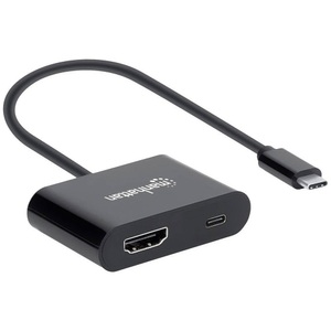 Manhattan, Manhattan 153416 - USB-C auf HDMI-Konverter mit PD-Ladeport, Manhattan USB 2.0 Adapter [1x USB-C® Stecker - 1x HDMI-Buchse, USB-C® Buchse (Power Delivery)] 153416 20 cm beidseitig