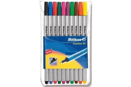 Pelikan, Fineliner 96, Set, Pelikan Fineliner, 0,4mm, 96/10, (10 Farben, Etui)