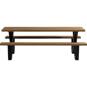 mutoni casual, Picknick-Tisch mit Bank Tablo Outdoor Holz FSC mit X-Beinen Metall 210x145, Picknick-Tisch mit Bank Tablo Outdoor Holz FSC mit X-Beinen Metall 210x145