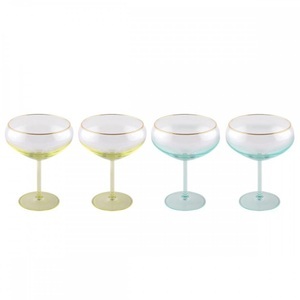 Aulica, Eisbecher mit em und gelbem Fuß - Set von 4 Eisbecher mit em und gelbem Fuß - Set von 4, 