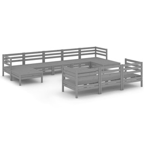 vidaXL, vidaXL 11-tlg. Garten-Lounge-Set Grau Massivholz Kiefer