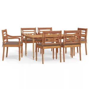 vidaXL, vidaXL 7-tlg. Garten-Essgruppe mit Kissen Massivholz Teak