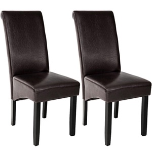 TecTake, 2 Esszimmerstühle mit ergonomischer Sitzform - cappuccino, Tectake - Esszimmerstuhl aus massivem Hartholz, 2 Stück, Braun