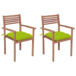 vidaXL, vidaXL Gartenstühle 2 Stk. mit Hellgrünen Kissen Massivholz Teak, 
