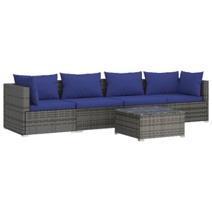 vidaXL, vidaXL 5-tlg. Garten-Lounge-Set mit Kissen Poly Rattan Grau, 