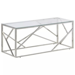 vidaXL, vidaXL Couchtisch Silbern Edelstahl und Hartglas