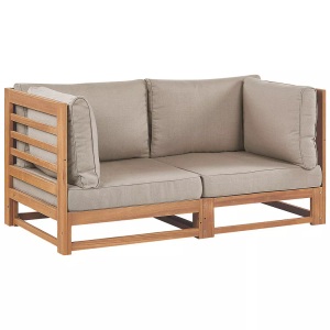 Beliani, 2 Sitzer Sofa Aus Fsc® Zertifiziertes Akazienholz Modern Trani Unisex Braun Leder ONE SIZE, Beliani - 2 Sitzer Sofa aus FSC® zertifiziertes Akazienholz Modern TRANI, One Size, Taupe