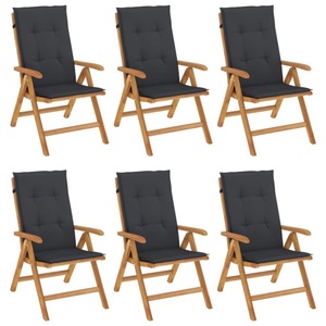vidaXL, vidaXL Gartenstühle mit Kissen 6 Stk. Massivholz Teak, vidaXL Gartenstühle mit Kissen 6 Stk. Massivholz Teak