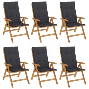 vidaXL, vidaXL Gartenstühle mit Kissen 6 Stk. Massivholz Teak, vidaXL Gartenstühle mit Kissen 6 Stk. Massivholz Teak