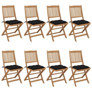 vidaXL, vidaXL Klappbare Gartenstühle 8 Stk. mit Kissen Massivholz Akazie, 