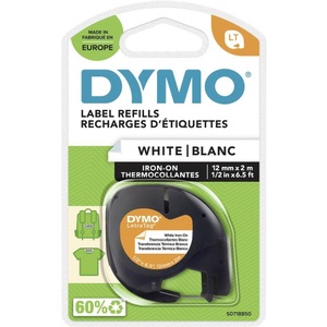 Dymo, DYMO 18768 Schriftband Bandfarbe: Weiß Schriftfarbe: Schwarz 12 mm 2 m, DYMO Schriftband LetraTag 12mmx2m S0718850 weiss, bügelbar