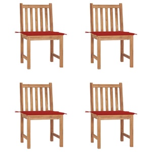 vidaXL, vidaXL Gartenstühle 4 Stk. mit Kissen Massivholz Teak, vidaXL Gartenstühle 4 Stk. mit Kissen Massivholz Teak