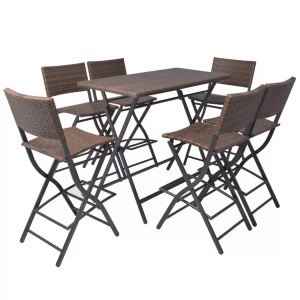 Diverse Hardware, 7-tlg. Garten-Essgruppe Klappbar Stahl Poly Rattan Braun, vidaXL 7-tlg. Garten-Essgruppe Klappbar Stahl Poly Rattan Braun