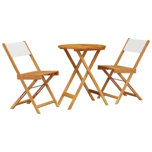 vidaXL, vidaXL 3-tlg. Bistro-Set Cremeweiß Stoff und Massivholz