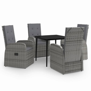 vidaXL, vidaXL 5-tlg. Garten-Essgruppe mit Kissen Grau