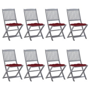 vidaXL, vidaXL Klappbare Gartenstühle 8 Stk. mit Kissen Massivholz Akazie