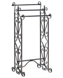 Beliani, Beliani Handtuchständer Antik Optik schwarz 27 x 90 cm freistehend 3 Arme CHILLAN, Beliani - Handtuchständer aus Eisen Retro CHILLAN, One Size, Schwarz
