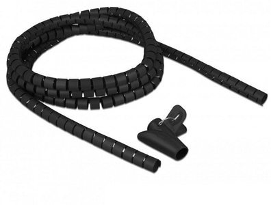 Delock, Spiralschlauch mit Einziehwerkzeug 2,5 m x 15 mm, Kabelschlauch, Delock Spiroschlauch mit Einziehwerkzeug, 2.5 m x 15 mm Schwarz