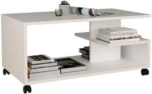 VCM, Holz Beistelltisch Olus Holz Beistelltisch Olus, MID.YOU Couchtisch in holzwerkstoff 90/50/38 cm , Olus , Weiss , 50x38 cm , melaminharzbeschichtet,Nachbildung , offenes Fach, einfacher Aufbau , 000657033101