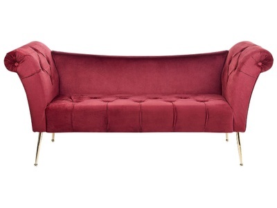 Beliani, Chaiselongue aus Samtstoff Retro NANTILLY Chaiselongue aus Samtstoff Retro NANTILLY, Beliani - Chaiselongue aus Samtstoff Retro NANTILLY, One Size, Bordeaux