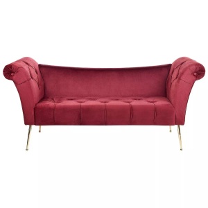 Beliani, Chaiselongue aus Samtstoff Retro NANTILLY Chaiselongue aus Samtstoff Retro NANTILLY, Beliani - Chaiselongue aus Samtstoff Retro NANTILLY, One Size, Bordeaux