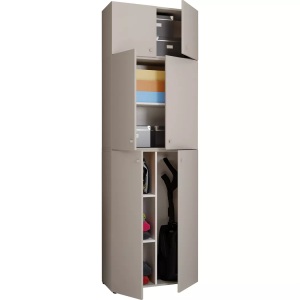 MID.YOU, MID.YOU Mehrzweckschrank in grau, weiss , Lona Xxl , Kunststoff , 70x223x39 cm , melaminharzbeschichtet,Nachbildung , stehend , 000657007665, VCM - Holz Besenschrank Staubsauger Putzschrank Haushaltsschrank Drehtüren Lona A, 70 CM, Taubengrau