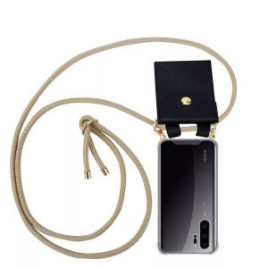Cadorabo, Cadorabo Handy Kette für Huawei P30 PRO in GLÄNZEND BRAUN - Silikon Necklace Umhänge Hülle mit Gold Ringen, Kordel Band Schnur und abnehmbarem Etui..., Cadorabo - Handy Kette für Huawei P30 PRO Silikon mit Gold Ringen, Braun