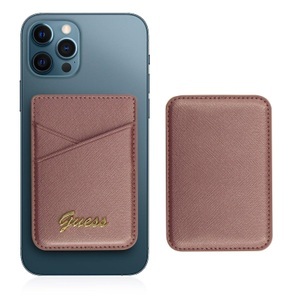 Guess, Guess - Saffiano Magnetische MagSafe Leder Wallet Kreditkarten Halterung (GUWMSSASLPI) - Pink