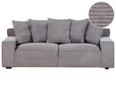 Beliani, 3 Sitzer Sofa aus Cord Modern VISKAN 3 Sitzer Sofa aus Cord Modern VISKAN, Beliani - 3 Sitzer Sofa aus Cord VISKAN, One Size, Spacegrau