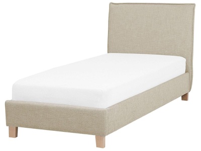Beliani, Beliani Polsterbett beige Lattenrost 90 x 200 cm SENNEZ, Beliani - Bett mit Lattenrost aus Polyester Klassisch SENNEZ, 90x200 cm, Perle