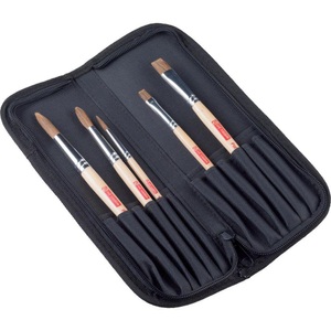Talens, Talens Pinsel-Set Aquarell mit, Talens Aquarellpinsel mit Organizer, 5 Stück